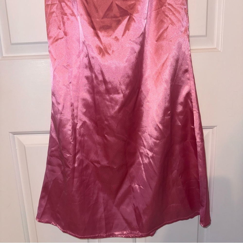 Princess Polly satin pink Shaya Strapless Maxi Dress tie bow back 4 NWT - Picture 6 of 15